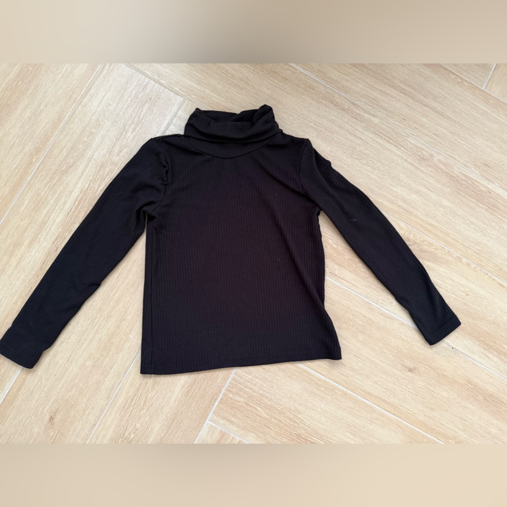 Girls black ribbed turtleneck